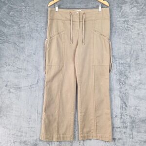 Vintage XCVI Wearables Pants Large Khaki Wide Leg Barrel Boho Cargo Distressed